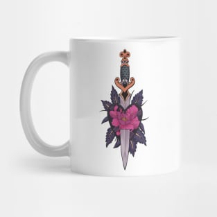 Gothic Sword and Floral Heart Tattoo - Pink Version Mug